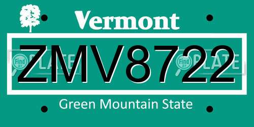ZMV8722 Vermont License Plate