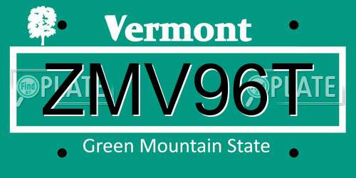 ZMV96T Vermont License Plate