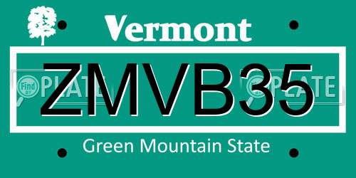 ZMVB35 Vermont License Plate