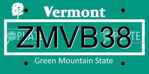 ZMVB38 Vermont License Plate