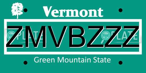 ZMVBZZZ Vermont License Plate