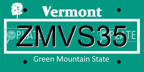 ZMVS35 Vermont License Plate