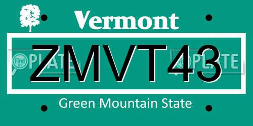 ZMVT43 Vermont License Plate