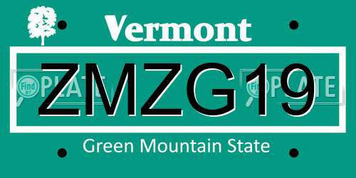 ZMZG19 Vermont License Plate