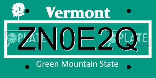 ZN0E2Q Vermont License Plate