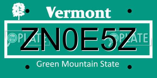ZN0E5Z Vermont License Plate