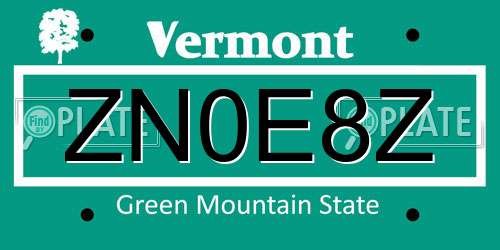 ZN0E8Z Vermont License Plate