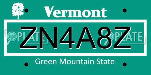 ZN4A8Z Vermont License Plate
