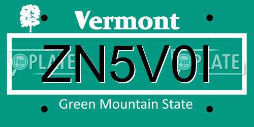 ZN5V0I Vermont License Plate