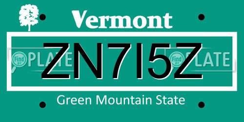 ZN7I5Z Vermont License Plate
