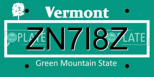 ZN7I8Z Vermont License Plate