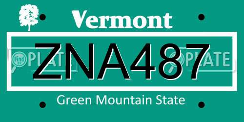ZNA487 Vermont License Plate