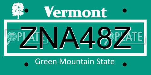 ZNA48Z Vermont License Plate