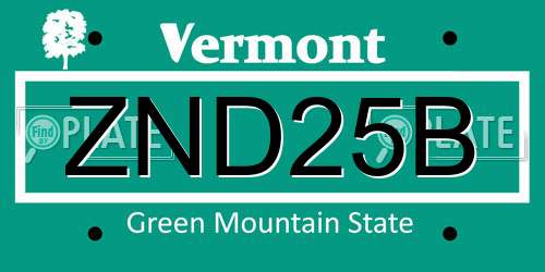 ZND25B Vermont License Plate