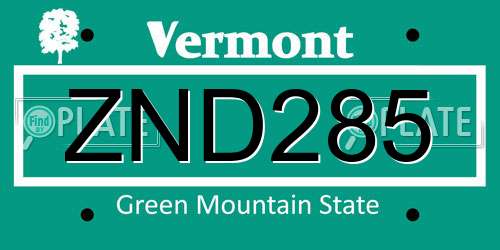 ZND285 Vermont License Plate