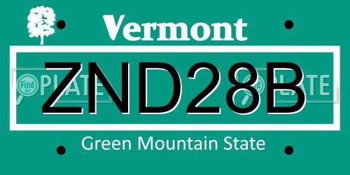 ZND28B Vermont License Plate