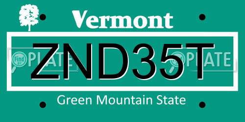 ZND35T Vermont License Plate
