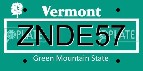 ZNDE57 Vermont License Plate