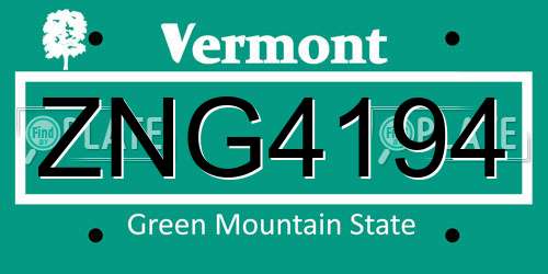 ZNG4194 Vermont License Plate