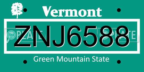 ZNJ6588 Vermont License Plate