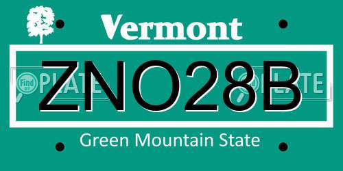 ZNO28B Vermont License Plate