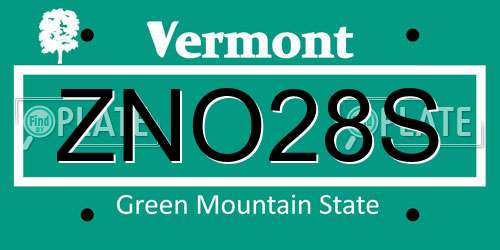 ZNO28S Vermont License Plate