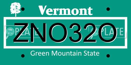 ZNO32O Vermont License Plate