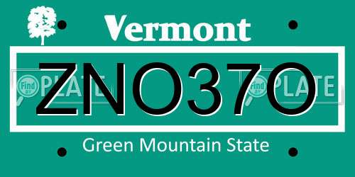 ZNO37O Vermont License Plate