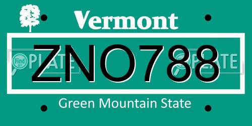 ZNO788 Vermont License Plate