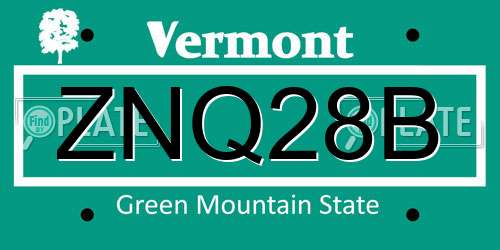 ZNQ28B Vermont License Plate