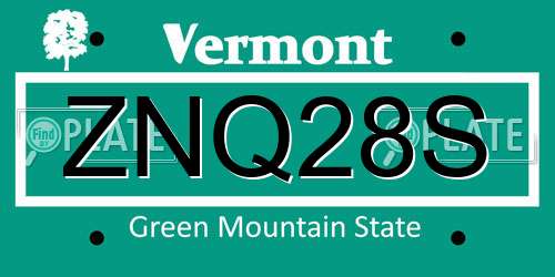 ZNQ28S Vermont License Plate