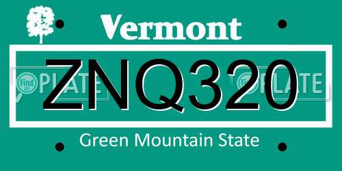 ZNQ320 Vermont License Plate
