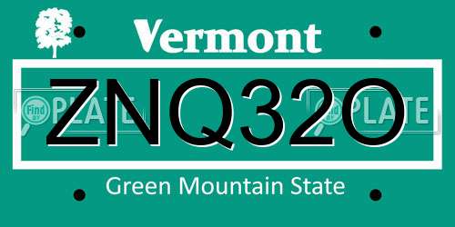 ZNQ32O Vermont License Plate