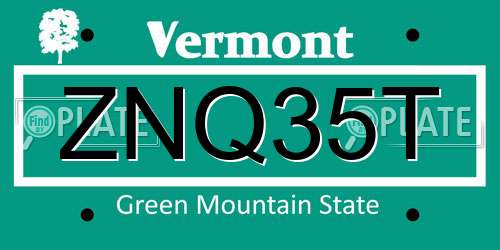 ZNQ35T Vermont License Plate