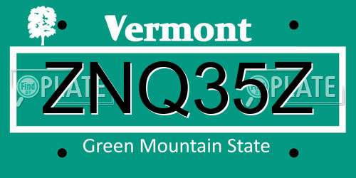 ZNQ35Z Vermont License Plate