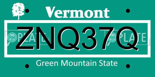 ZNQ37Q Vermont License Plate