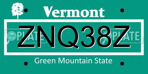 ZNQ38Z Vermont License Plate