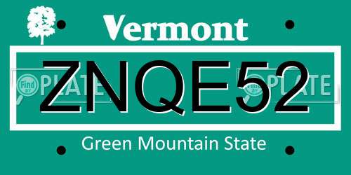ZNQE52 Vermont License Plate