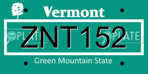 ZNT152 Vermont License Plate