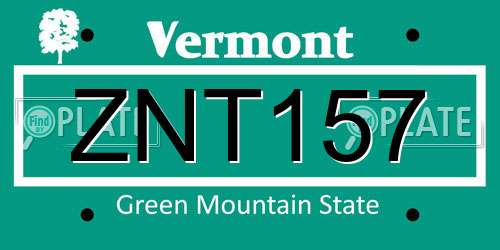ZNT157 Vermont License Plate