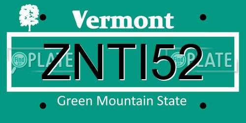 ZNTI52 Vermont License Plate