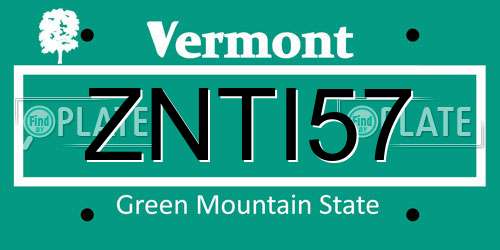ZNTI57 Vermont License Plate