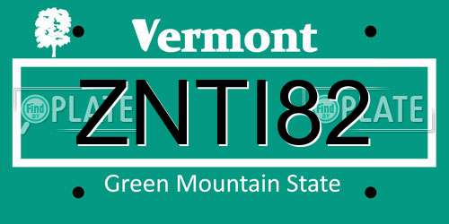 ZNTI82 Vermont License Plate