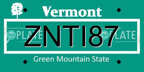 ZNTI87 Vermont License Plate
