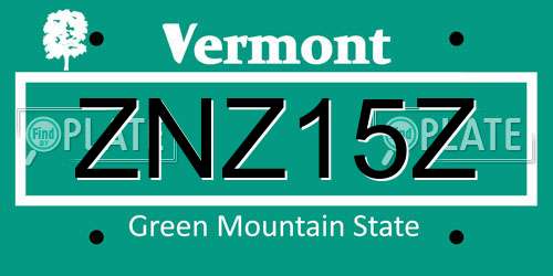 ZNZ15Z Vermont License Plate