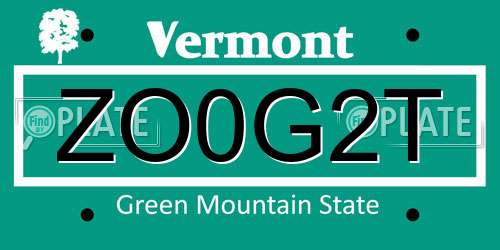 ZO0G2T Vermont License Plate