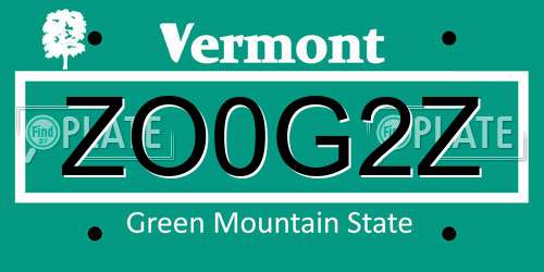 ZO0G2Z Vermont License Plate