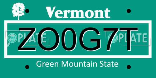 ZO0G7T Vermont License Plate
