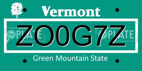 ZO0G7Z Vermont License Plate