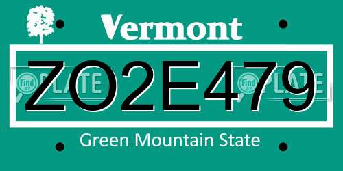ZO2E479 Vermont License Plate